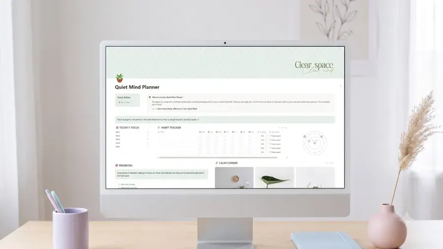 Notion template for calm and mental wellbeing